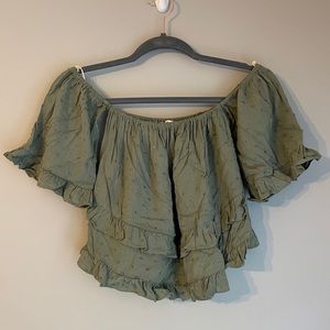 Green Boutique Off the Shoulder Top